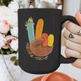 One Thankful Teacher Thanksgiving Turkey Peace Hand Sign Graphic Print Coffee Mug, funny design One Thankful Teacher Thanksgiving Turkey Peace Hand Sign Graphic Print Coffee Mug, funny design