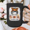One Thankful Teacher's Aide Messy Bun Thanksgiving Fall Graphic Print Coffee Mug, funny design