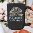 Preschool Teacher Leopard Boho Rainbow Back To School Graphic Print Coffee Mug, funny design
