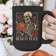 Read In Peace Skeleton Reading Book Halloween Teacher Graphic Print Coffee Mug, funny design