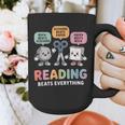 Reading Beats Everything Teacher Rock Paper Scissors Graphic Print Coffee Mug, funny design