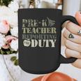 Retro Back To School Women Old Camo Pre-K Teacher Graphic Print Coffee Mug, funny design