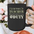 Retro Back To School Women Old Camo Preschool Teacher Graphic Print Coffee Mug, funny design Retro Back To School Women Old Camo Preschool Teacher Graphic Print Coffee Mug, funny design