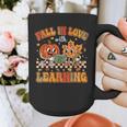 Retro Fall In Love With Learning Autumn Pumpkin Teachers Graphic Print Coffee Mug, funny design