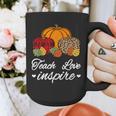 Teach Love Inspire Autumn Fall Plaid Leopard Pumpkin Teacher For Men Women Kids Graphic Print Coffee Mug, funny design