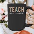 Teach Love Inspire Leopard Back To School Cute Teacher Men Women Girls Kids Graphic Print Coffee Mug, funny design