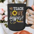TEACH LOVE INSPIRE Teacher Sunflower Appreciation Graphic Print Coffee Mug, funny design