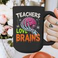 Teachers Love Brains Halloween 2025 Skeleton Costume Graphic Print Coffee Mug, funny design