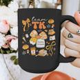 Team TK Crew Preppy Coquette Bow Pumpkin Fall TK Teacher Graphic Print Coffee Mug, funny design