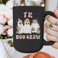 TK Boo Crew Retro Groovy Halloween Floral Ghost TK Teacher Graphic Print Coffee Mug, Groovy Teacher Gifts, funny design