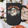 Trick Or Teach Groovy Retro Ghost Halloween Teacher Kids Graphic Print Coffee Mug, Groovy Teacher Gifts, funny design