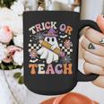 Trick Or Teach Groovy Teacher Halloween Retro Ghost Graphic Print Coffee Mug, Groovy Teacher Gifts, funny design