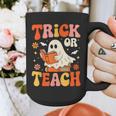 Trick Or Teach Halloween Shirt For Teacher Kids Floral Ghost Graphic Print Coffee Mug, funny design