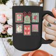 Vintage Preppy Very Merry Teacher Santa Stamps Christmas Graphic Print Coffee Mug, funny design
