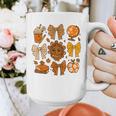 Coquette Teach Teacher Bows Thanksgiving Turkey Fall Autumn Graphic Print Coffee Mug, funny design