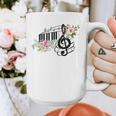 Cut Music Teacher Shirt With a Piano Keys Notes And Flowers Graphic Print Coffee Mug, funny design