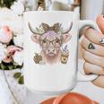 Cute Floral Highland Cow Back To School For Women Teacher Graphic Print Coffee Mug, funny design