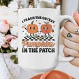 Groovy I Teach The Cutest Pumpkins In The Patch For Teacher Graphic Print Coffee Mug, Groovy Teacher Gifts, funny design