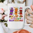 Happy Hallothanksmas Halloween Thanksgiving Pencils Teachers Graphic Print Coffee Mug, funny design