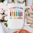 Its Okay To Feel All The Feels Mood Color Crayons Teacher Graphic Print Coffee Mug, funny design Its Okay To Feel All The Feels Mood Color Crayons Teacher Graphic Print Coffee Mug, funny design