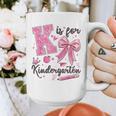 K Is For Kindergarten Teacher Coquette Bow Back To School Graphic Print Coffee Mug, funny design K Is For Kindergarten Teacher Coquette Bow Back To School Graphic Print Coffee Mug, funny design