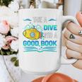 Librarian Teacher Dive Into A Good Book Reading Premium Tri-Blend Graphic Print Coffee Mug, funny design
