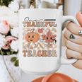 One Thankful Teacher Thanksgiving Groovy Fall Autumn Teacher Graphic Print Coffee Mug, Groovy Teacher Gifts, funny design