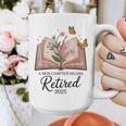 Retired 2025 A New Chapter Begins Retirement Teacher Book Graphic Print Coffee Mug, funny design Retired 2025 A New Chapter Begins Retirement Teacher Book Graphic Print Coffee Mug, funny design