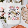 Trick Or Teach Groovy Teacher Halloween Retro Floral Ghost Graphic Print Coffee Mug, Groovy Teacher Gifts, funny design