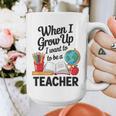 When I Grow Up I Want To Be Teacher Kids Graphic Print Coffee Mug, funny design
