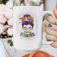 Witchy Teacher Halloween Messy Bun Teacher Bleached Graphic Print Coffee Mug, funny design Witchy Teacher Halloween Messy Bun Teacher Bleached Graphic Print Coffee Mug, funny design
