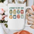 Women Literacy Is My Jam Literacy Teacher Reading Teacher Graphic Print Coffee Mug, funny design