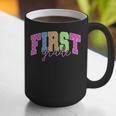 Back To School Neon Checkered First Grade Colorful Teacher Graphic Print Coffee Mug, First Grade Teacher Mugs, funny gift