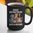 Easily Distracted By Cats & History Teacher Women Men Graphic Print Coffee Mug, History Teacher Mugs, funny gift