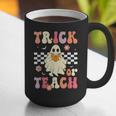 Groovy Teacher Halloween Retro Trick Or Teach Floral Ghost Graphic Print Coffee Mug, Groovy Teacher Mugs, funny gift