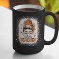 Messy Bun Spooky Teacher Bleached Halloween Teachers Graphic Print Coffee Mug, funny gift
