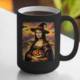 Mona Lisa Pumpkin Halloween Art Teacher Witchy Women Kids Graphic Print Coffee Mug, funny gift