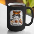 One Thankful Teacher's Aide Messy Bun Thanksgiving Fall Graphic Print Coffee Mug, funny gift