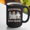 Preschool Boo Crew Groovy Halloween Floral Ghost Teacher Men Women Kids Graphic Print Coffee Mug, Groovy Teacher Mugs, funny gift
