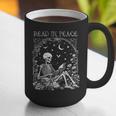 Read In Peace Skeleton Reading Teacher Spooky Halloween Graphic Print Coffee Mug, funny gift