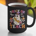 Retro Floral Ghost Trick Or Teach Groovy Teacher Halloween Graphic Print Coffee Mug, Groovy Teacher Mugs, funny gift
