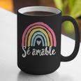 Sé Amable Spanish Bilingual Teacher Be Kind Boho Rainbow Graphic Print Coffee Mug, funny gift