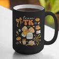 Team TK Crew Preppy Coquette Bow Pumpkin Fall TK Teacher Graphic Print Coffee Mug, funny gift