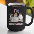 TK Boo Crew Retro Groovy Halloween Floral Ghost TK Teacher Graphic Print Coffee Mug, Groovy Teacher Mugs, funny gift