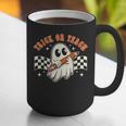 Trick Or Teach Groovy Retro Ghost Halloween Teacher Kids Graphic Print Coffee Mug, Groovy Teacher Mugs, funny gift