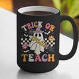 Trick Or Teach Groovy Teacher Halloween Retro Teacher Ghost Graphic Print Coffee Mug, Groovy Teacher Mugs, funny gift