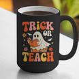 Trick Or Teach Halloween Shirt For Teacher Kids Floral Ghost Graphic Print Coffee Mug, funny gift