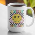 Happy Dot Day Hippie Flowers Smile Face Groovy Teacher Kids Graphic Print Coffee Mug, Groovy Teacher Mugs, funny gift