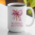 I'm Literally Just a Teacher Pencil Coquette Bow School Graphic Print Coffee Mug, funny gift I'm Literally Just a Teacher Pencil Coquette Bow School Graphic Print Coffee Mug, funny gift