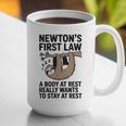Newtons First Law Physics Jokes Science Teacher Graphic Print Coffee Mug, Science Teacher Mugs, funny gift